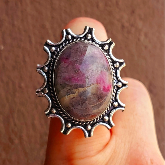 New Natural Pink Tourmaline 13 Moon 925 Silver Ring. - Picture 2 of 16